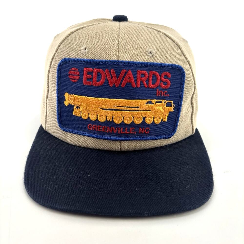 Vintage Edwards Patch Hat Cap SnapBack Trucker K Products Manufacturing Cranes